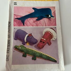 5/$25 simplicity 5778 Animal Plush Toy Pattern Set 1973